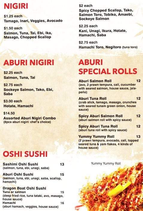 Manna Sushi - Vancouver, BC menu_pic