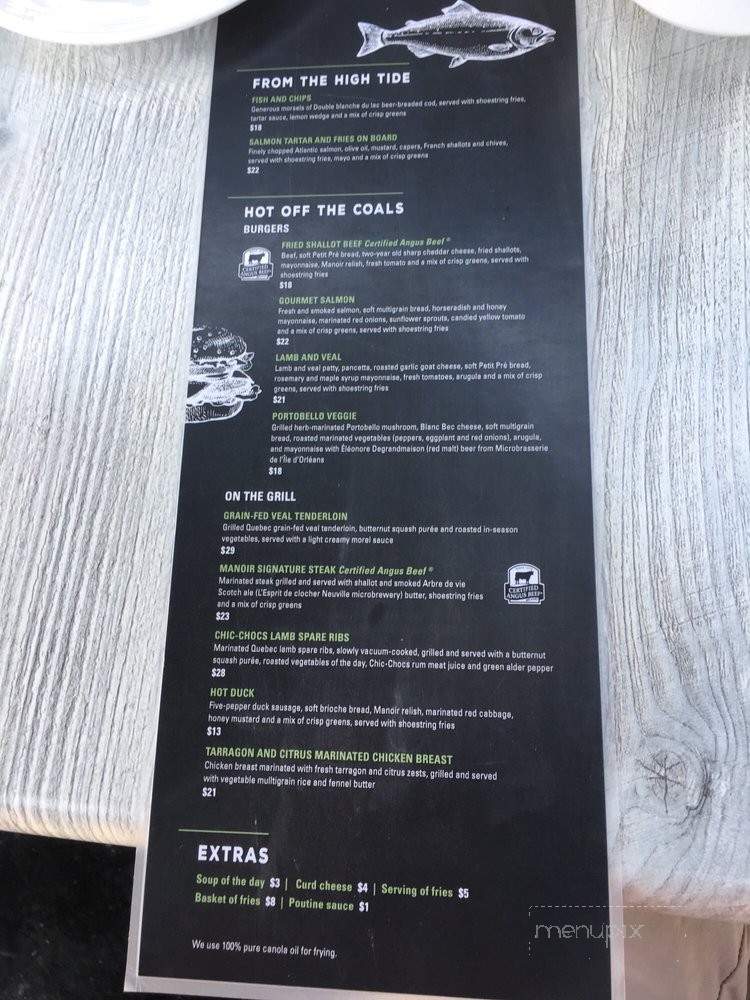 Manoir Montmorency - Quebec City, QC menu_pic