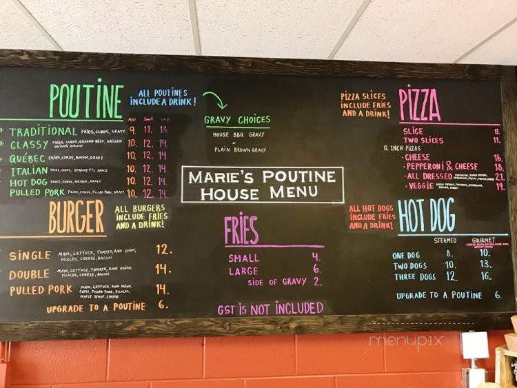 Marie's Poutine House - Bellevue, AB menu_pic