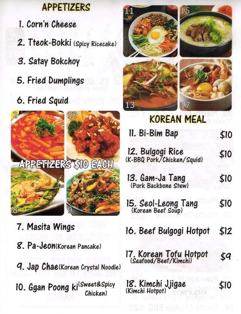 Masita Korean Cuisine - Burnaby, BC menu_pic