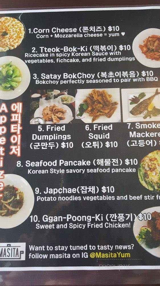 Masita Korean Cuisine - Burnaby, BC menu_pic