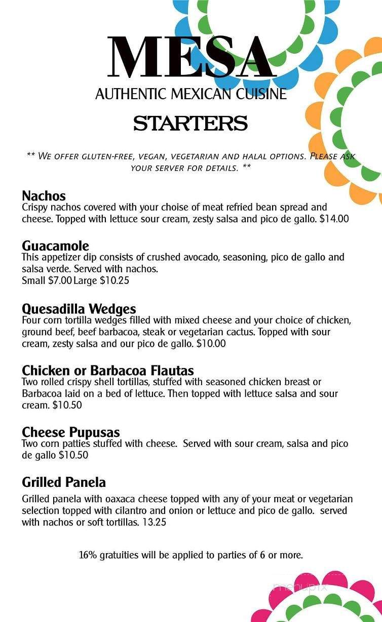 Mesa - Hamilton, ON menu_pic