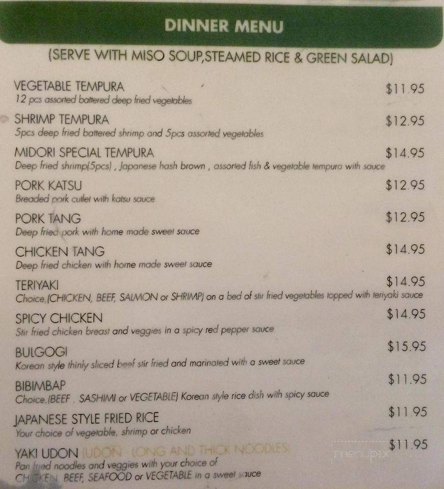 Midori Sushi - Chatham-Kent, ON menu_pic