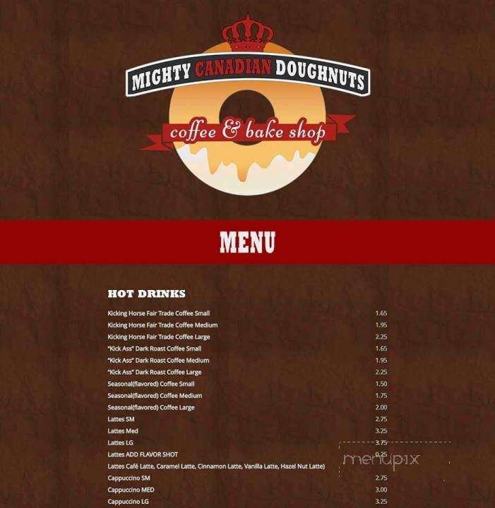 Mighty Canadian Doughnuts - Sudbury, ON menu_pic