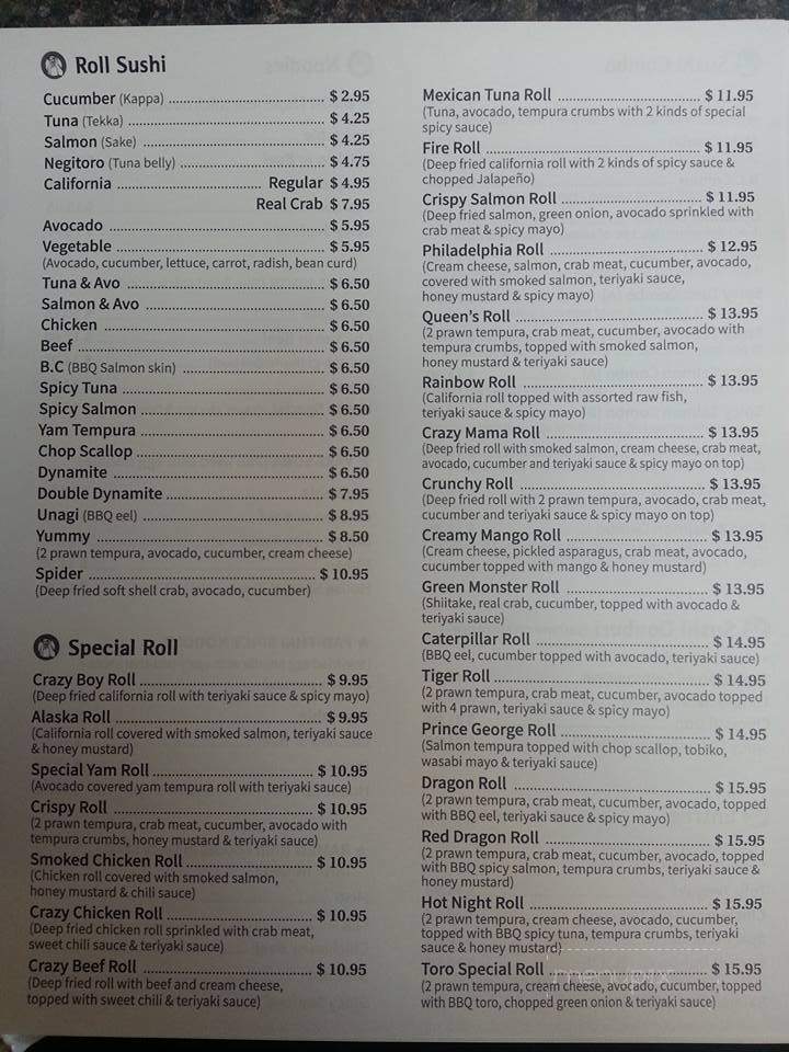 Mr. Sushi - Prince George, BC menu_pic