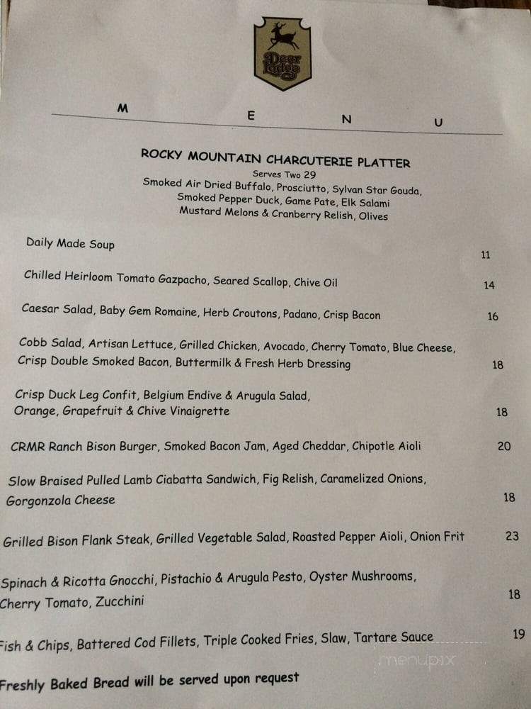 Mt. Fairview Restaurant at The Deer Lodge - Lake Louise, AB menu_pic