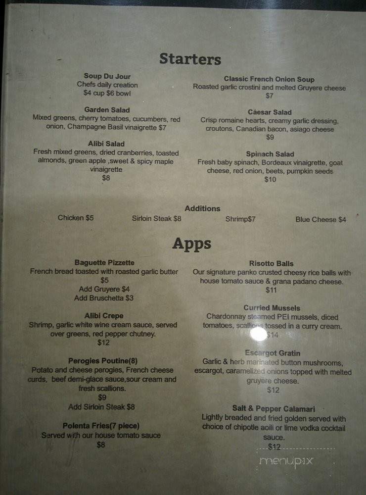 My Alibi Bistro - Welland, ON menu_pic