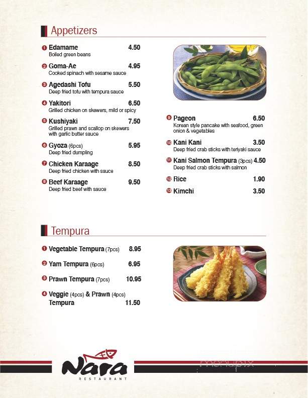 Nara Korean & Japanese Restaurant - Kamloops, BC menu_pic