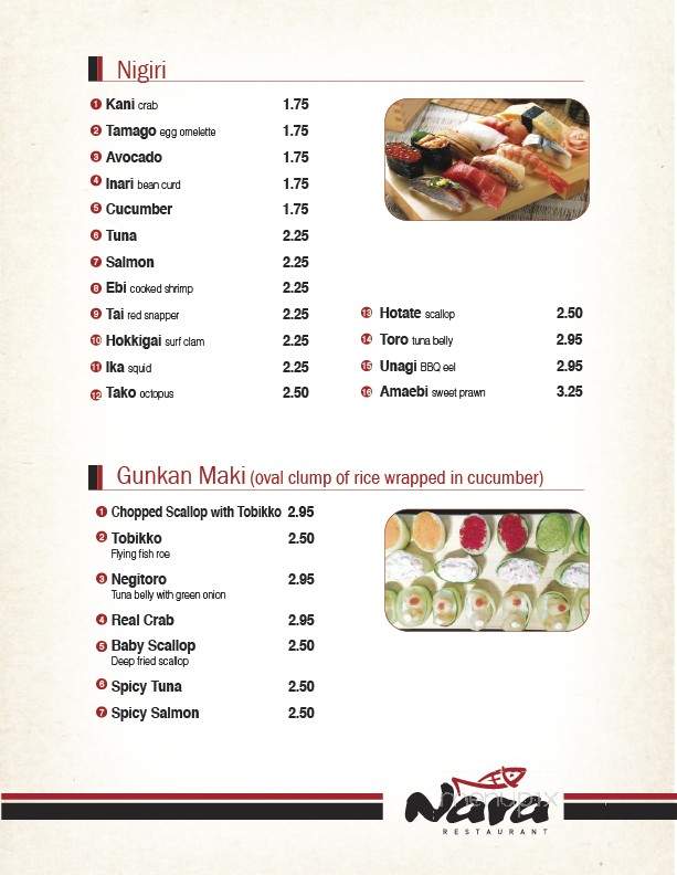 Nara Korean & Japanese Restaurant - Kamloops, BC menu_pic