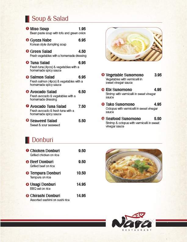 Nara Korean & Japanese Restaurant - Kamloops, BC menu_pic