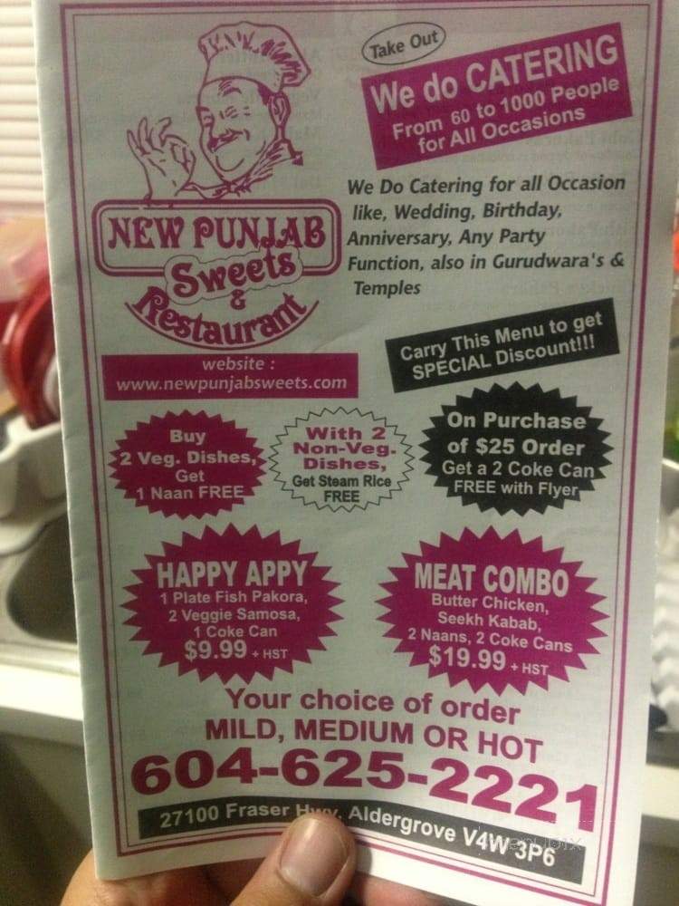 New Punjab Sweets & Restaurant - Aldergrove, BC menu_pic