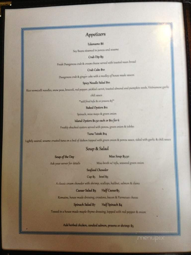 Offshore Seafood - Ucluelet, BC menu_pic