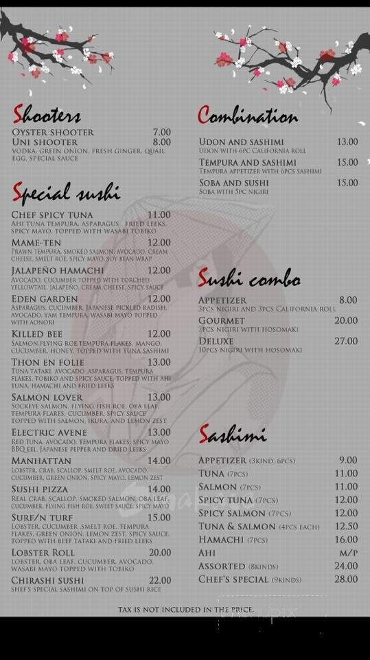 Omakase Izakaya & Sushi Bar - Victoria, BC menu_pic
