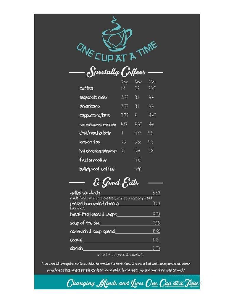 One Cup at a Time - Kelowna, BC menu_pic