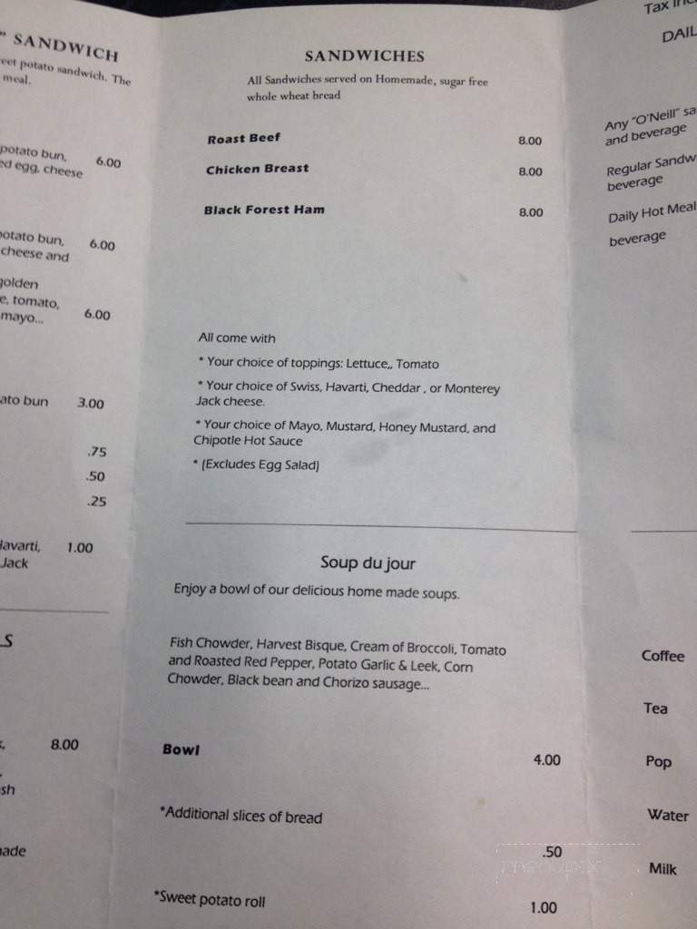 O'Neills - Abbotsford, BC menu_pic