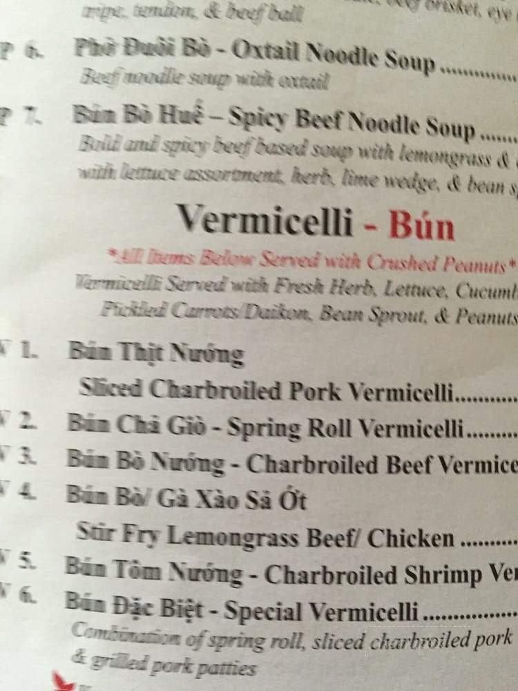 Oxtail Pho - Banh Mi & Vegetarian - Toronto, ON menu_pic