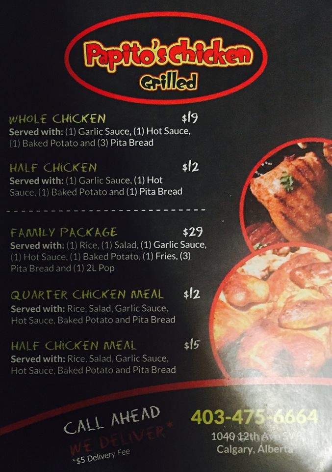 Papito's Chicken - Calgary, AB menu_pic