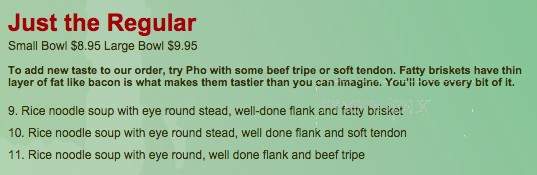 Pho Japolo - Vancouver, BC menu_pic