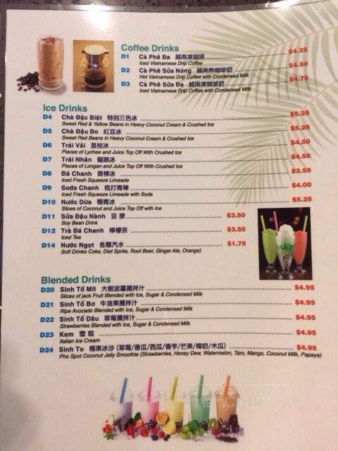 Pho Spot - North Vancouver, BC menu_pic