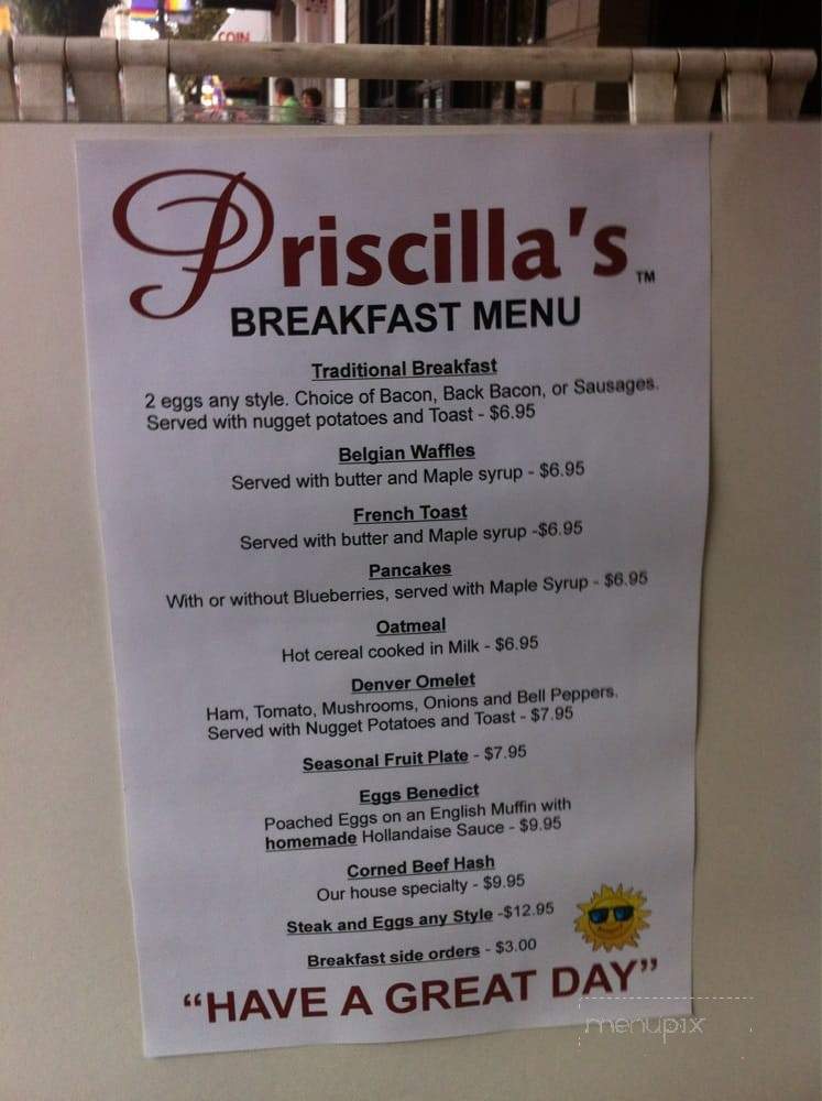 Priscilla's Restaurant - Vancouver, BC menu_pic