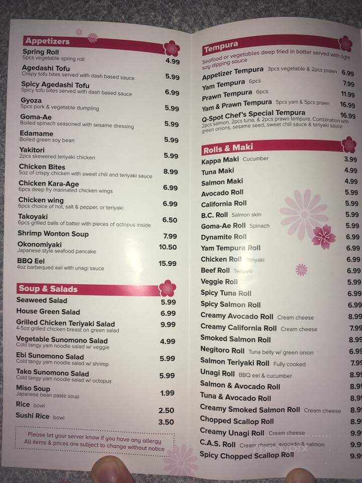 Q-Spot - Fort St John, BC menu_pic