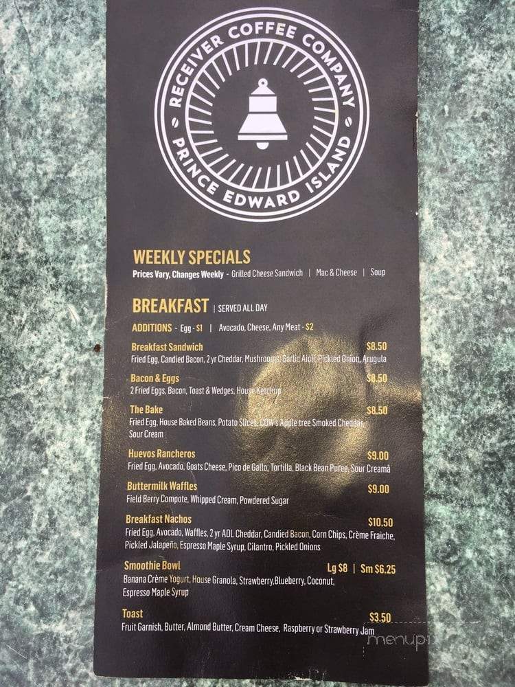 Receiver Coffee - Charlottetown, PE menu_pic