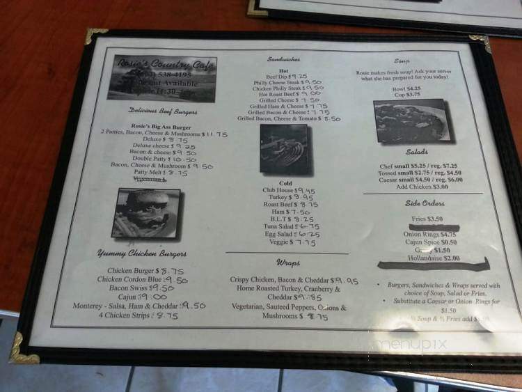 Rosie's Country Cafe - Surrey, BC menu_pic