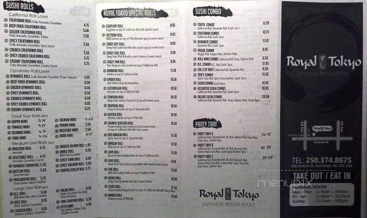 Royal Tokyo - Kamloops, BC menu_pic