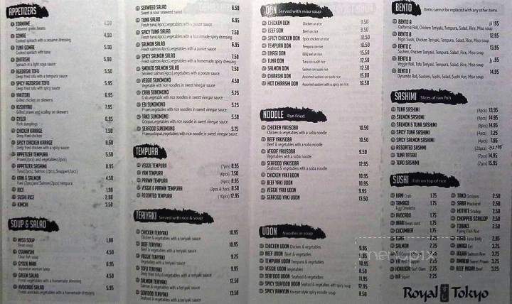 Royal Tokyo - Kamloops, BC menu_pic