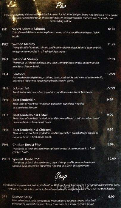 Saigon Bistro - Toronto, ON menu_pic