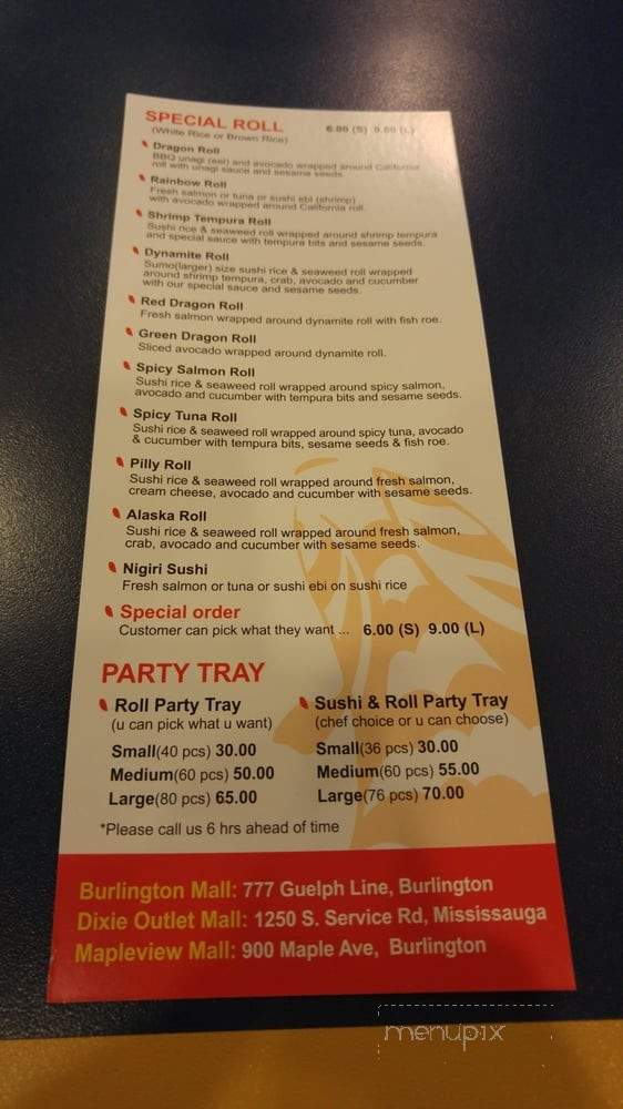 Sakura Ichiban Sushi Express - Mississauga, ON menu_pic
