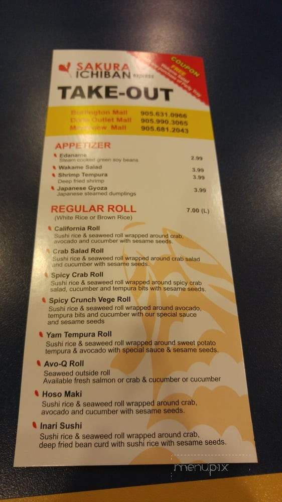 Sakura Ichiban Sushi Express - Mississauga, ON menu_pic
