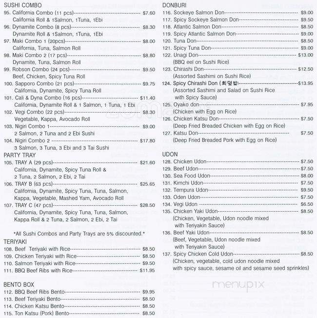 Sapporo Japanese Restaurant - Vancouver, BC menu_pic