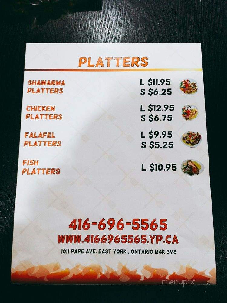 Shawarma Frenzy - East York, ON menu_pic