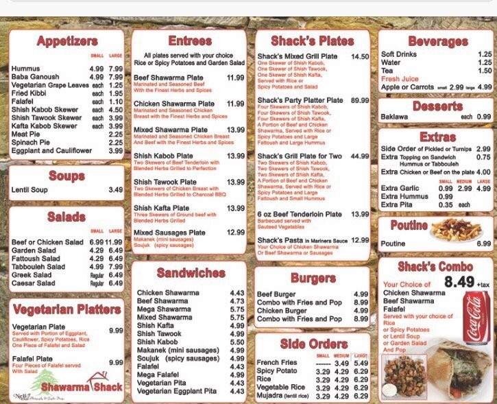 Shawarma Shack - Windsor, ON menu_pic