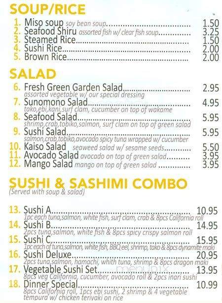 Shichimi Sushi - Toronto, ON menu_pic