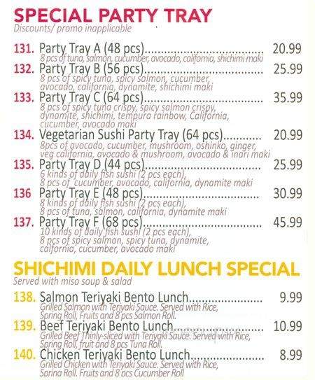 Shichimi Sushi - Toronto, ON menu_pic