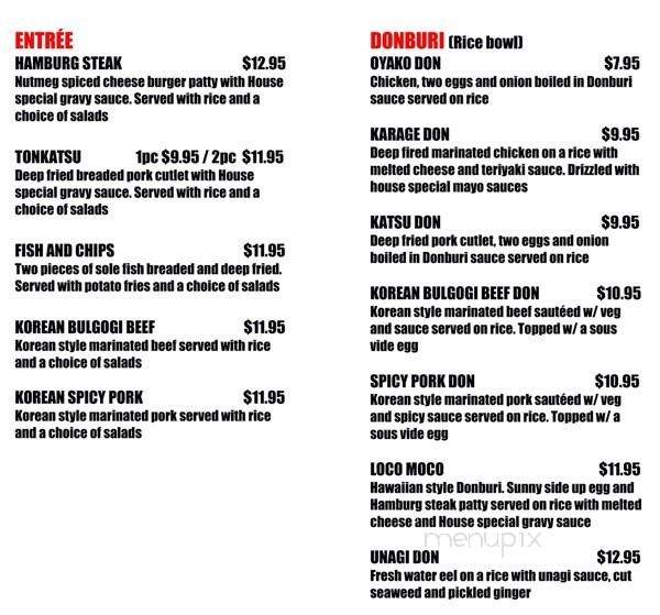Shokudo Restaurant - Burnaby, BC menu_pic