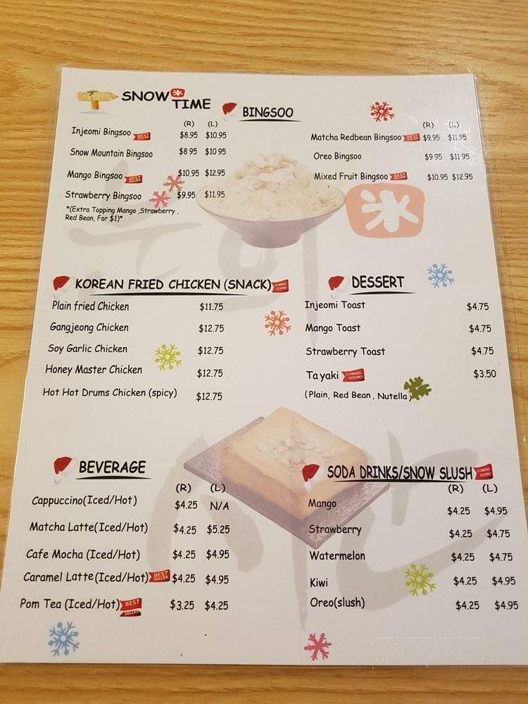 Snow Time - Toronto, ON menu_pic