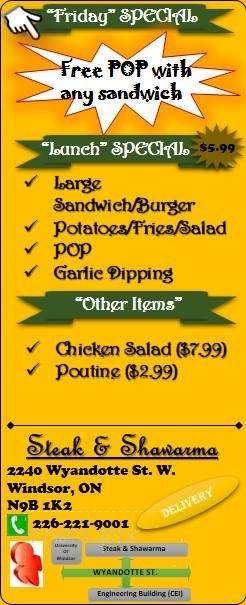 Steak & Shawarma - Windsor, ON menu_pic
