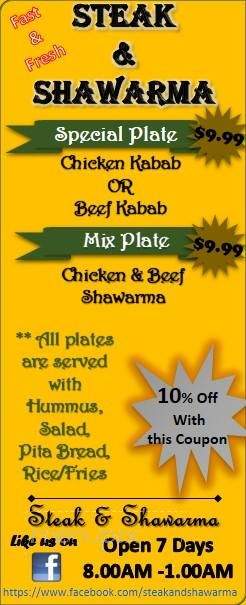 Steak & Shawarma - Windsor, ON menu_pic