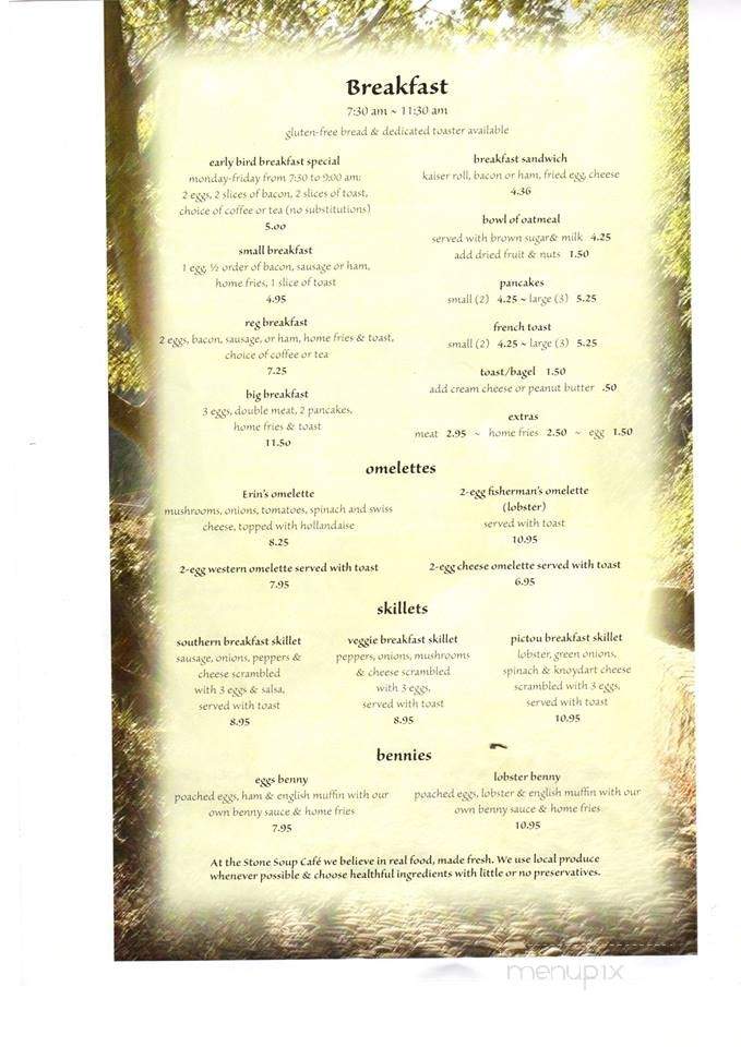 Stone Soup Cafe & Catering - Pictou, NS menu_pic