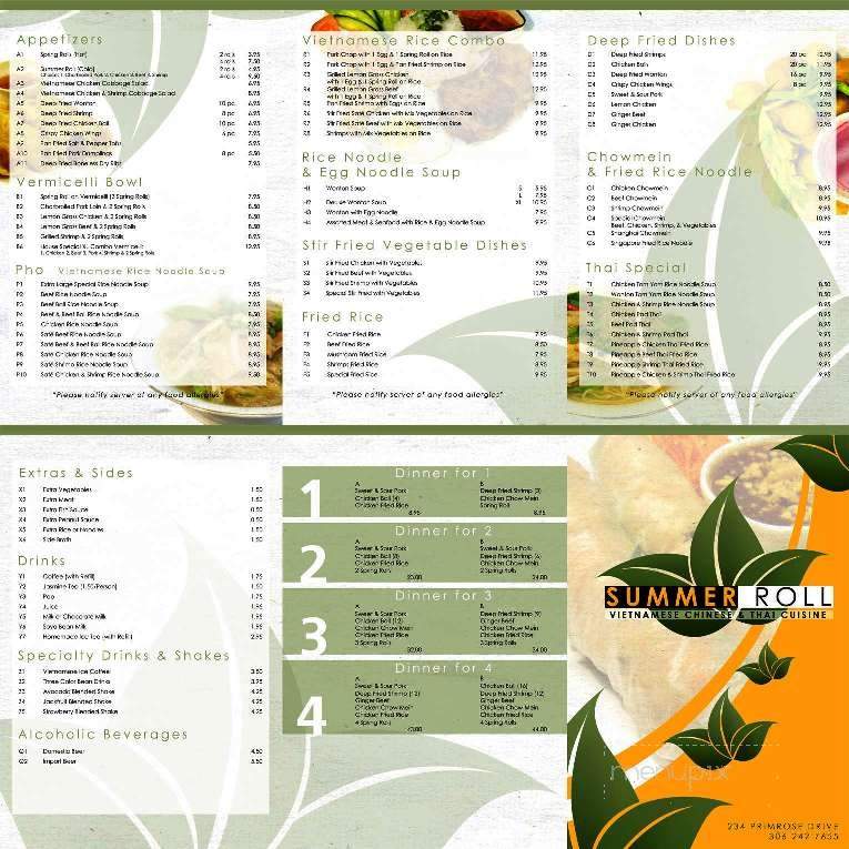 Summer Roll - Saskatoon, SK menu_pic