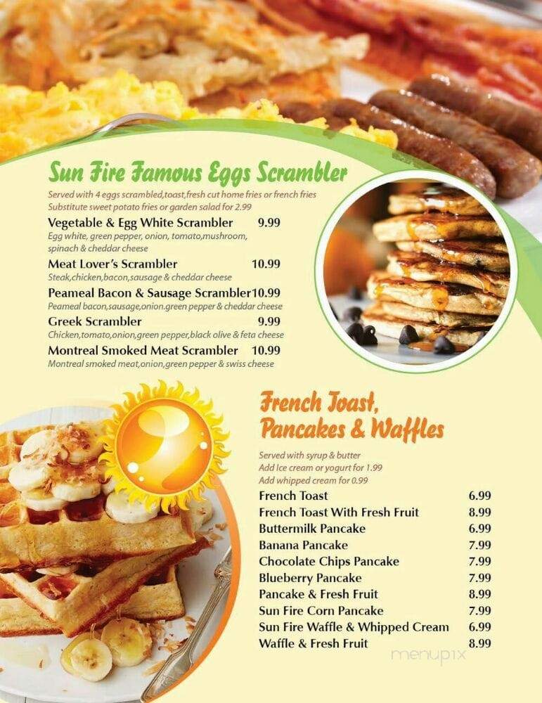 Sunfire All Day Breakfast - Whitby, ON menu_pic