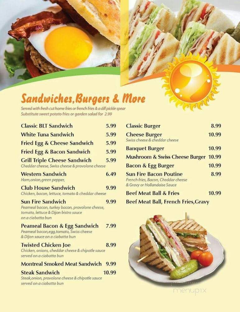 Sunfire All Day Breakfast - Whitby, ON menu_pic