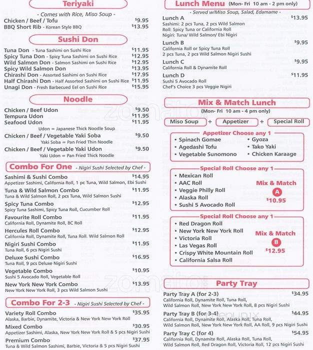 Sushi 5 - North Vancouver, BC menu_pic