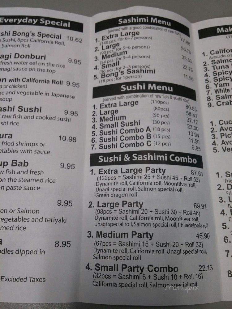 Sushi Bong - Markham, ON menu_pic