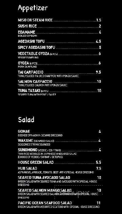 Sushi Hub - Vancouver, BC menu_pic