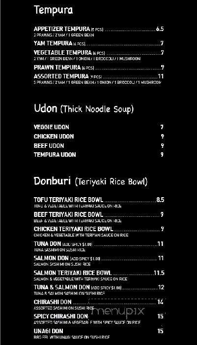 Sushi Hub - Vancouver, BC menu_pic