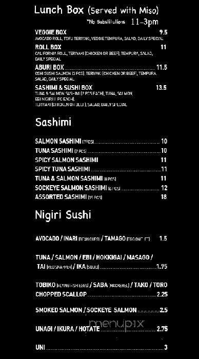 Sushi Hub - Vancouver, BC menu_pic